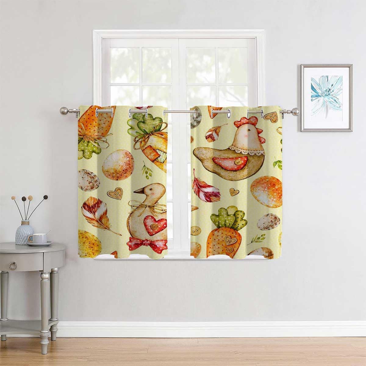 YANFENQI Cortinas para Habitacion – Cortinas para Habitacion – Cortinas para puertas cortas con ojales de pollo y pato retro, cortina decorativa
