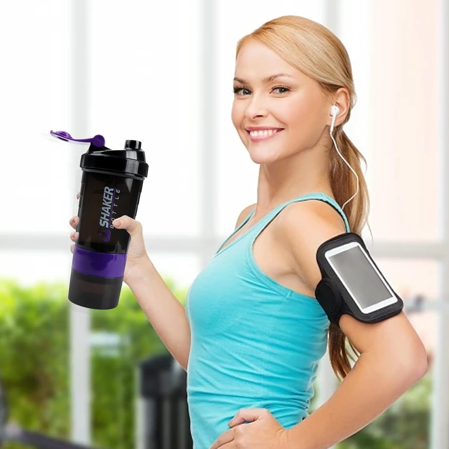 XTKS Shaker Bottle – Vaso agitador de proteínas con compartimentos de almacenamiento – Botellas de entrenamiento a prueba de fugas con mezclador