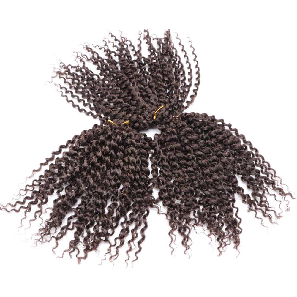 Rizo rizado afro de 8 pulgadas, 4# color negro apagado, 3 unidades, paquete de trenzas de ganchillo sintéticas suaves (4#)