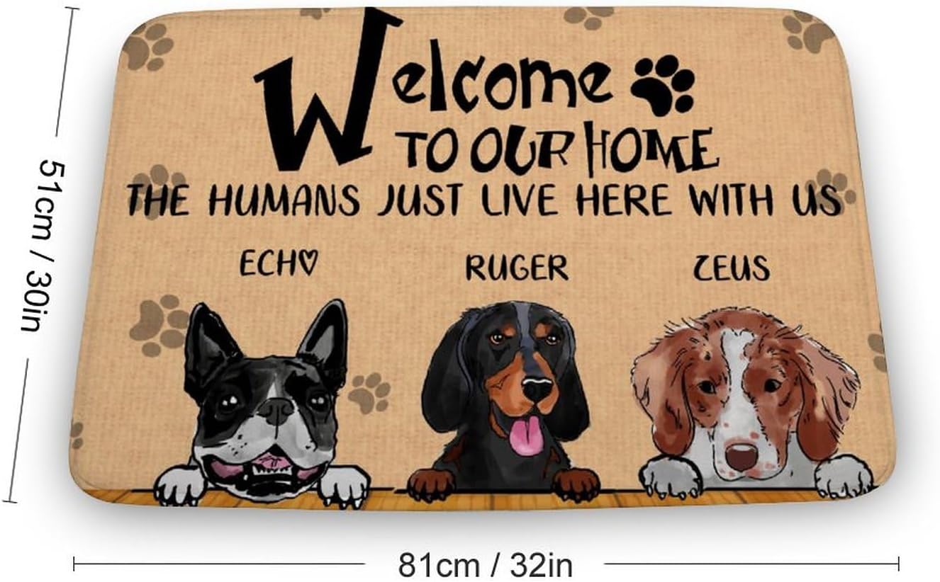 Tapetes para Recamaras – Alfombra grande de 20 x 32 pulgadas con nombre personalizado de bienvenida a perros, alfombras bohemias decorativas de