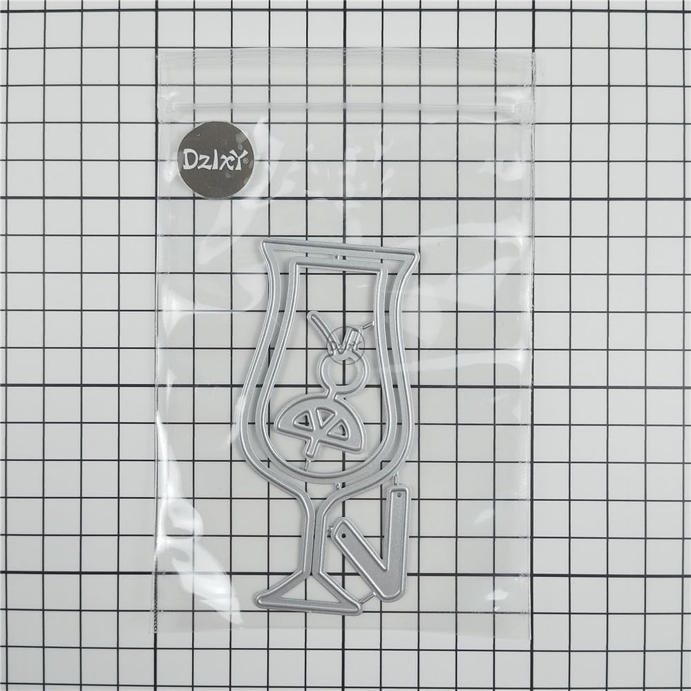 DzIxY Troqueles de corte de metal para copa de vino tinto para kit de fabricación de tarjetas, troqueles de papel en relieve, plantillas de máquina