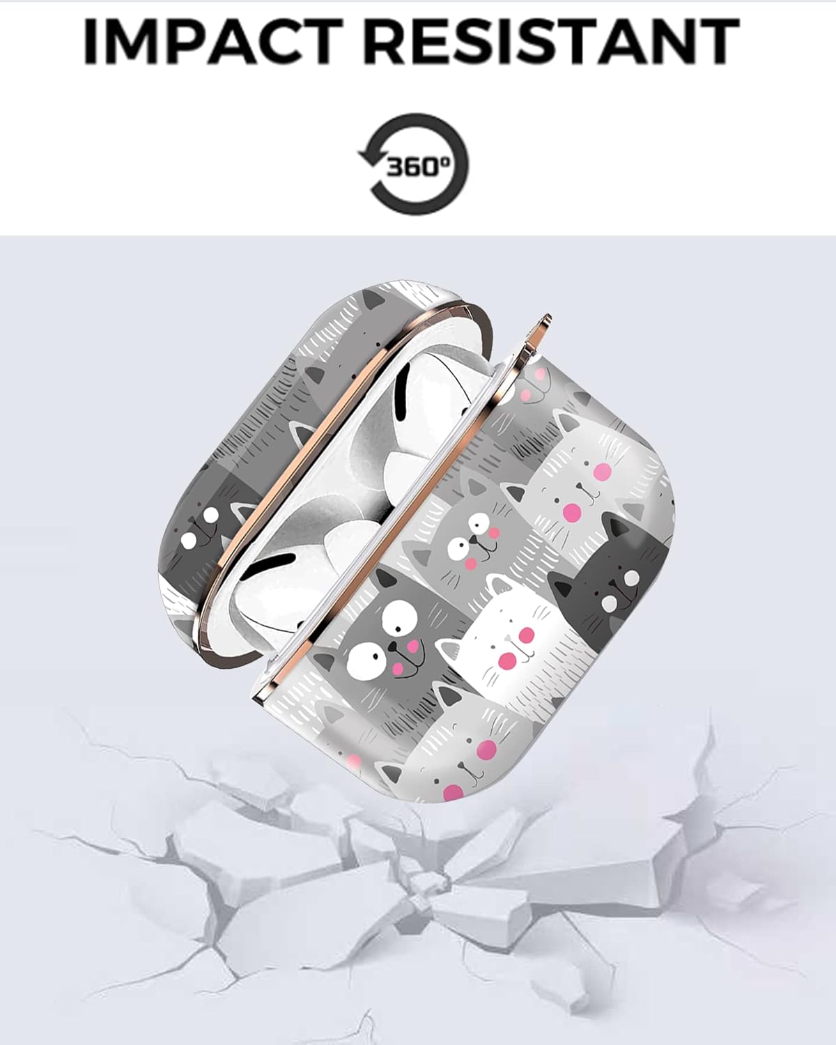 ZEKICE Funda para Airpod Pro 2 para Airpod Pro de 2 generación, a prueba de golpes, con llavero de oro rosa para niñas, mujeres y hombres (gatos
