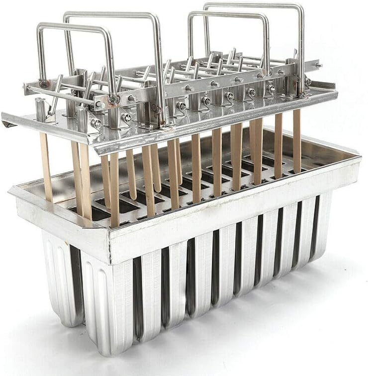 Molde de paletas de hielo de acero inoxidable, kit de moldes para hacer paletas de hielo con estante, 20 moldes para hacer paletas de hielo con 100