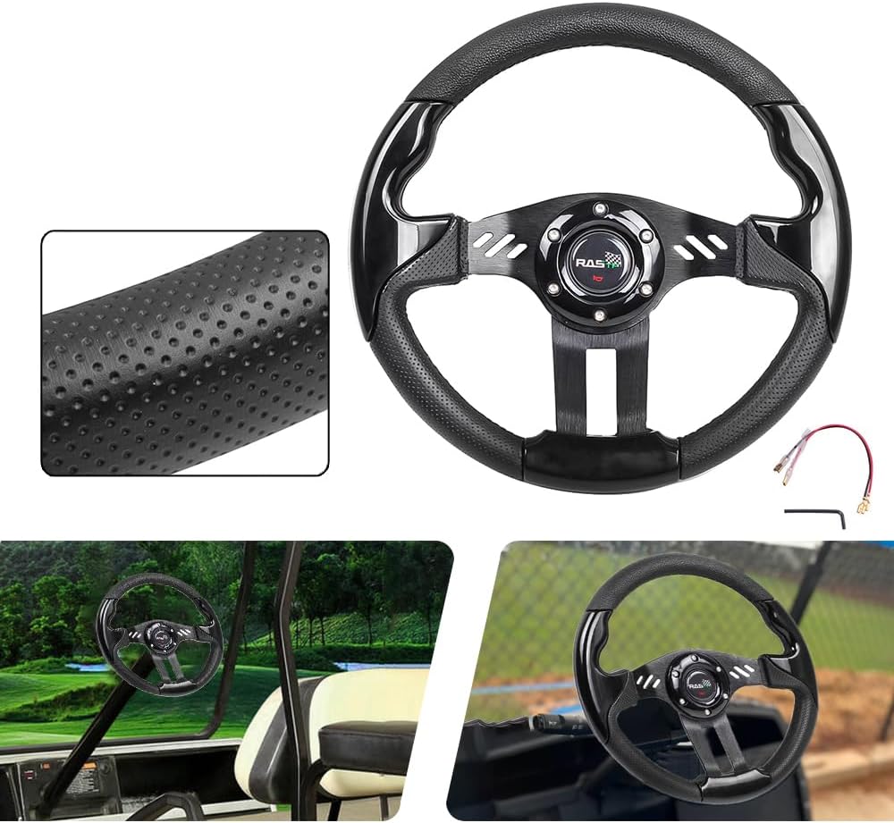 RASTP Volante de carrito de golf universal para carrito de golf EZGO RXVTXT, Club Car DS & Precedent Yamaha, negro