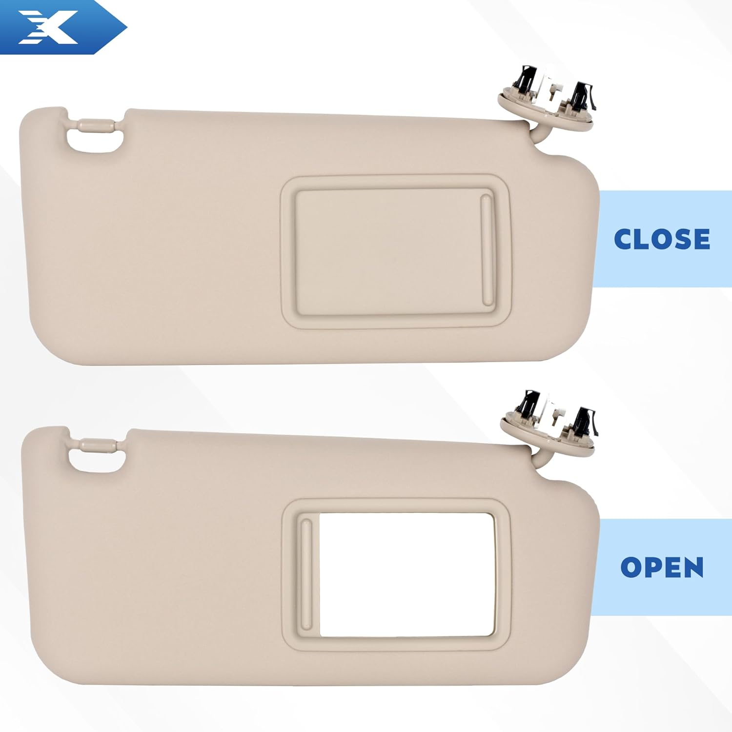 Parasol para el lado del pasajero para Toyota RAV4 2006-2013, color beige con espejo y luz de tocador, repuesto # 74310-42452-B2,74310-42452-A1
