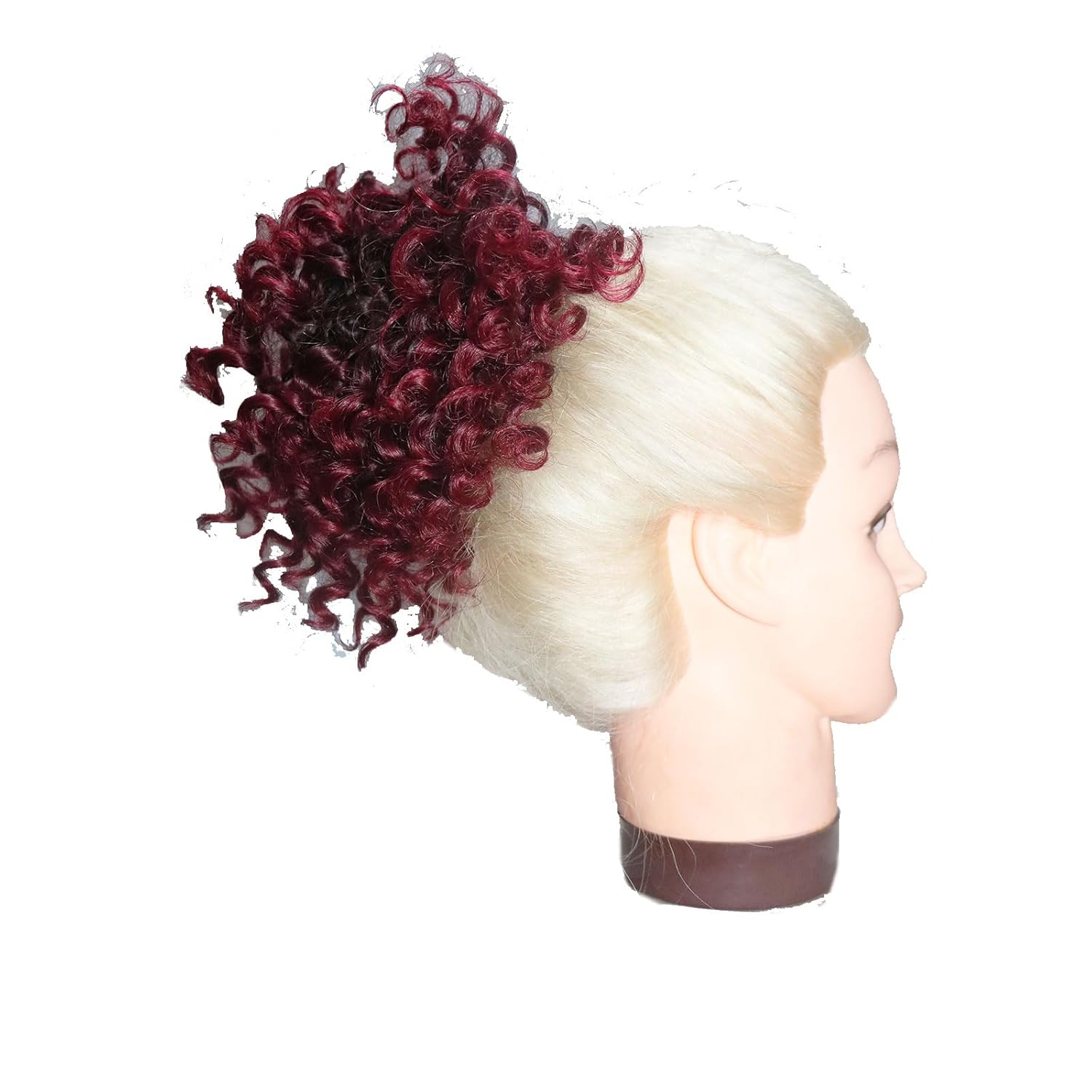 Extensiones de cabello sintético corto afro con cordón para cola de caballo con dos clips (1BBurg)