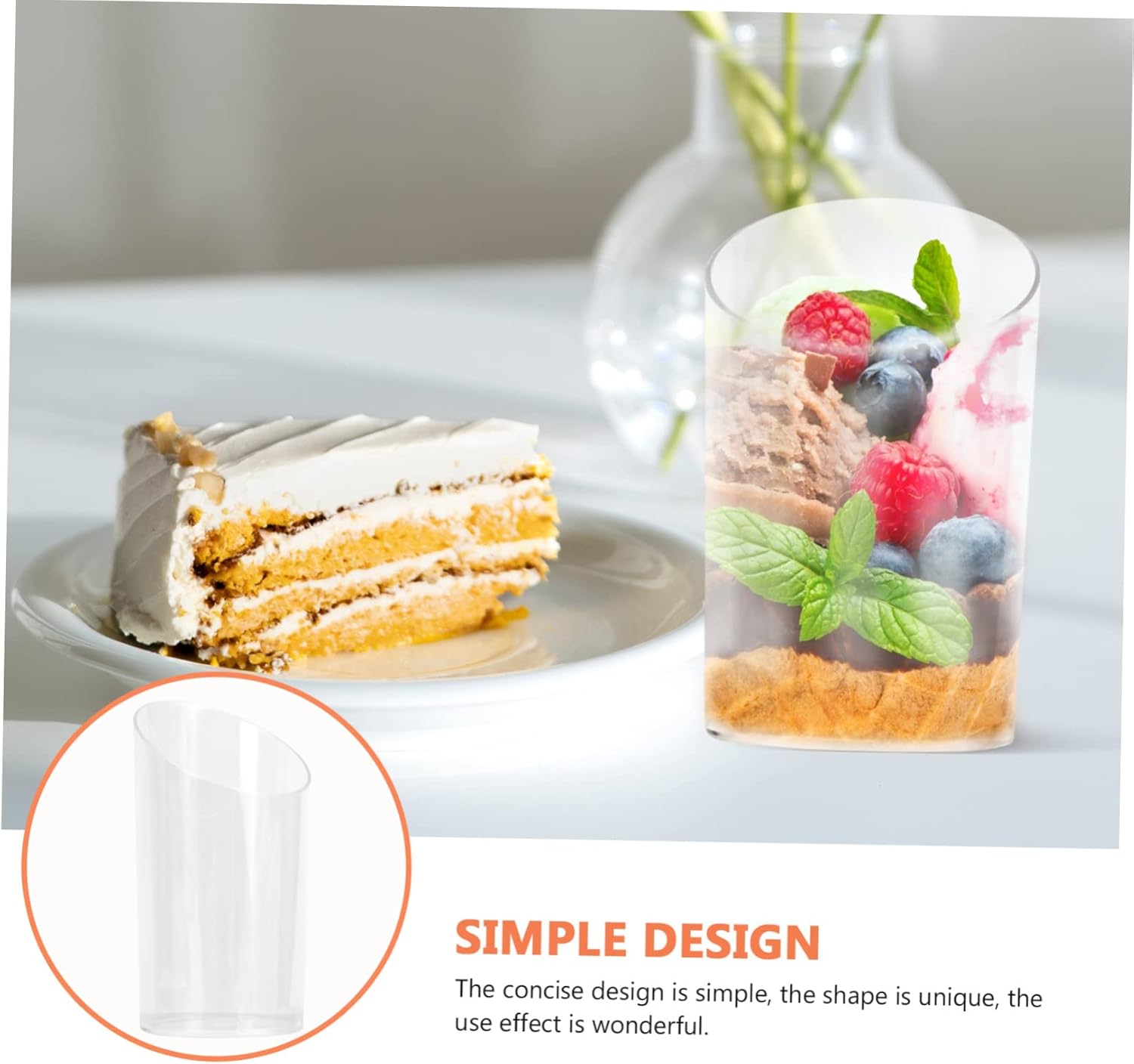 Zerodeko 60 tazas de pudín transparente vaso de plástico para aperitivos, tazas de degustación, tazones de aperitivo, vasos transparentes, tazones