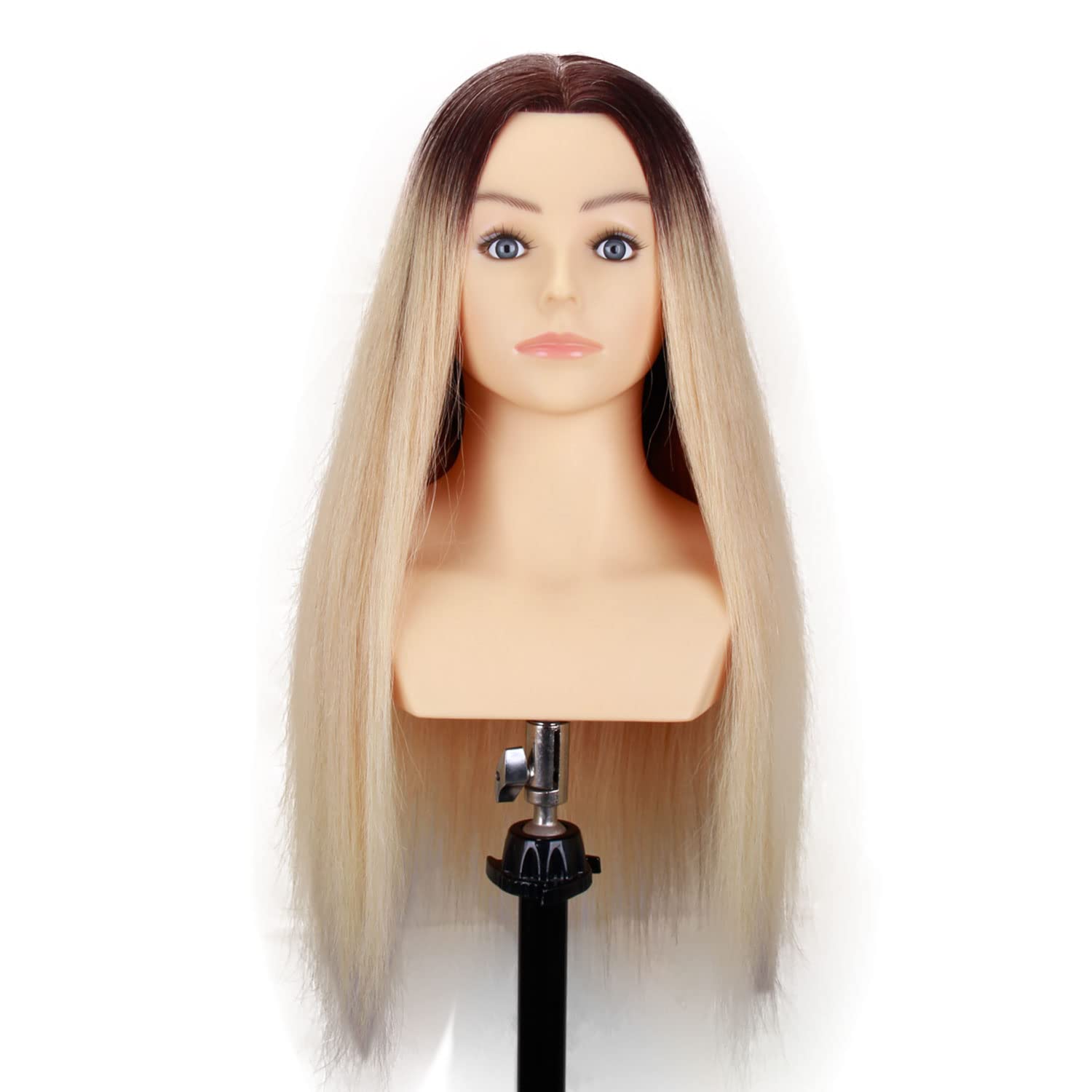 Cabeza de maniquí 100% cabello humano con hombros de 24 a 26 pulgadas, muñeca femenina, cabeza de entrenamiento de maniquí, trenzado con abrazadera