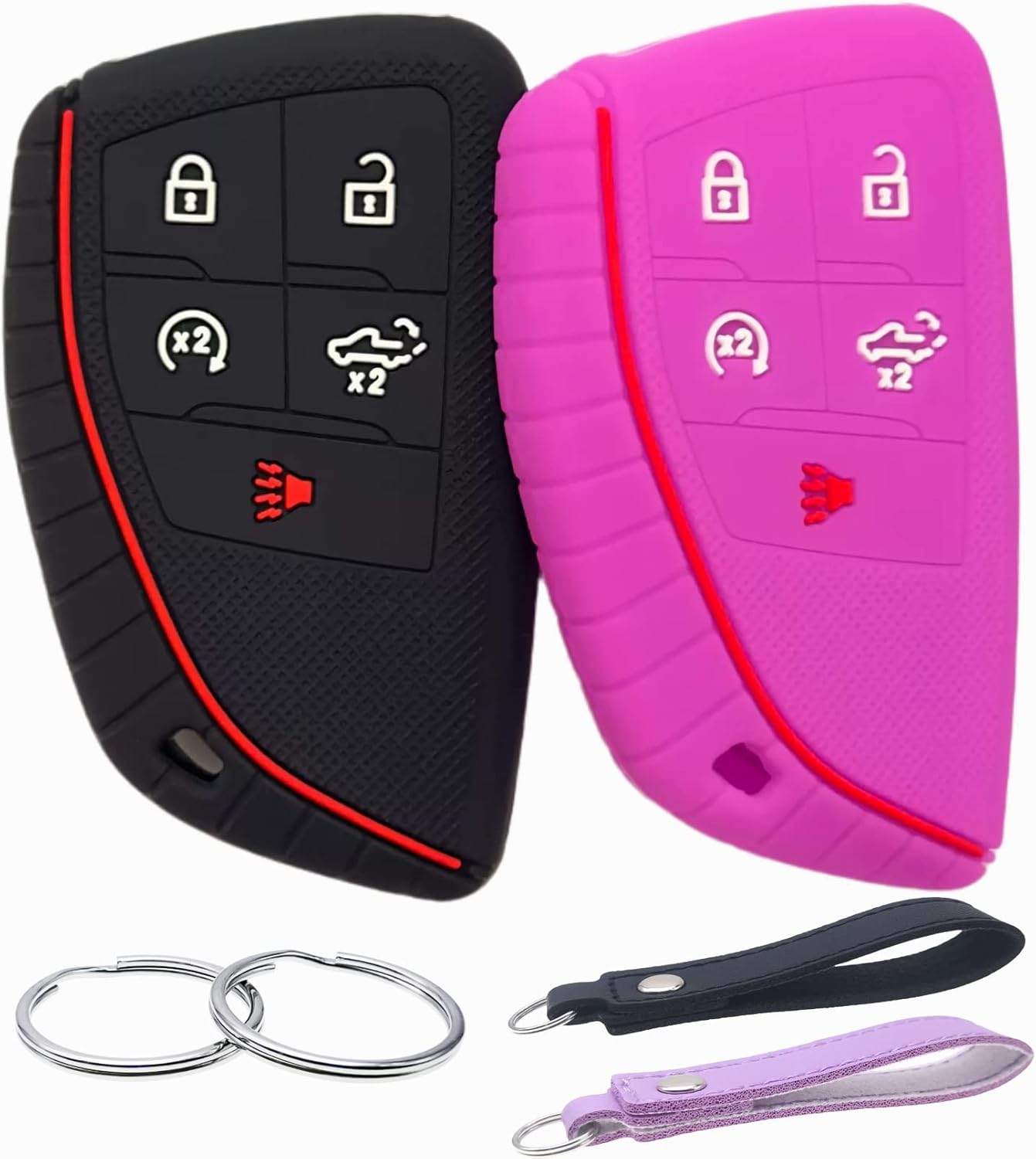 Funda de goma de silicona para llavero compatible con Chevrolet Silverado 1500 GMC Sierra 1500 2500HD 3500HD 3500HD 2022 2023 2024 (negro morado)