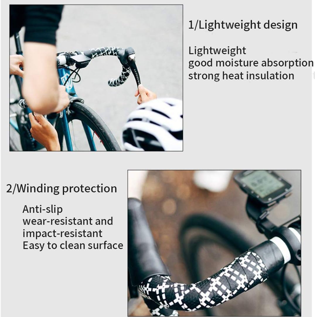 SzBlaZe 2 rollos de gel de sílice para manillar de bicicleta con tapones de barra para bicicleta de montaña de carretera y ciclismo