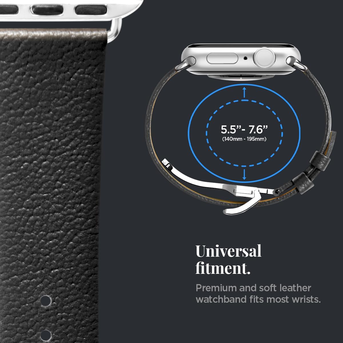 Spigen Enzo – Correa de piel auténtica diseñada para Apple Watch Ultra2Apple Watch Ultra de 1.732 pulgadas, Series 98SE276SE54321 de 1.772 pulgadas,