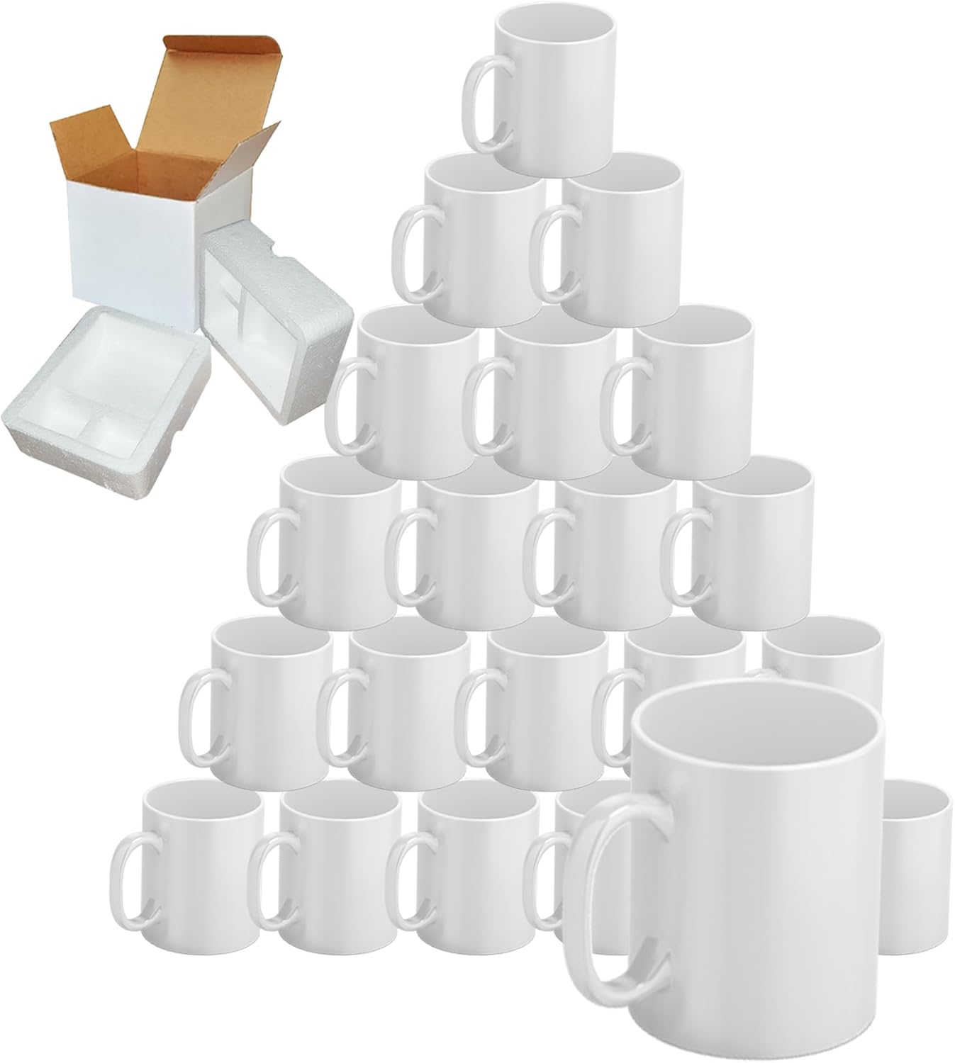 TWISTED ENVY Tazas de sublimación de 11 oz con caja de taza de regalo. Tazas – Caja de cartón con soporte de espuma Caja de 24