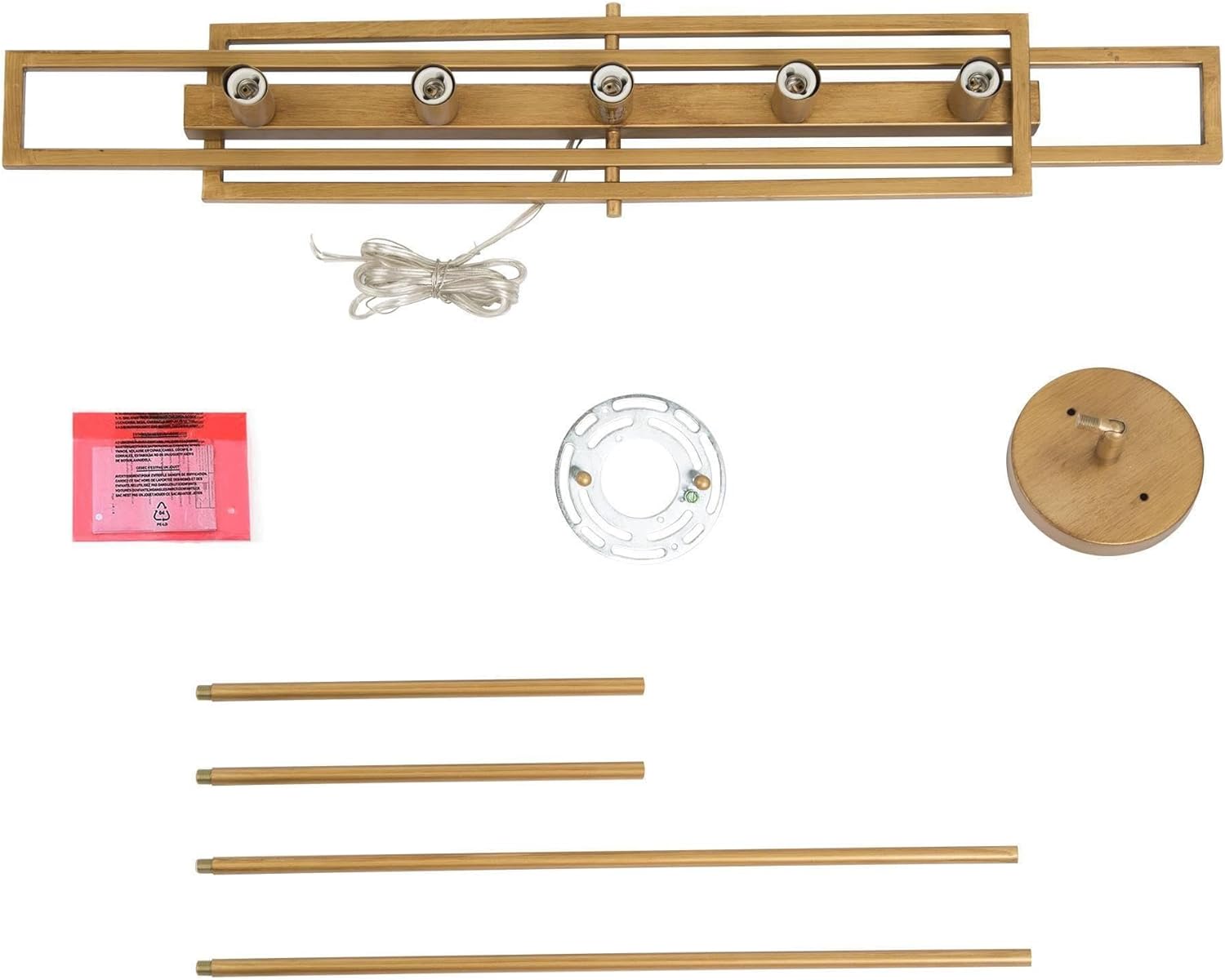 Candelabros dorados para comedor, 5 luces modernas lineales para isla de cocina, lámpara de araña grande de 31 pulgadas con acabado dorado