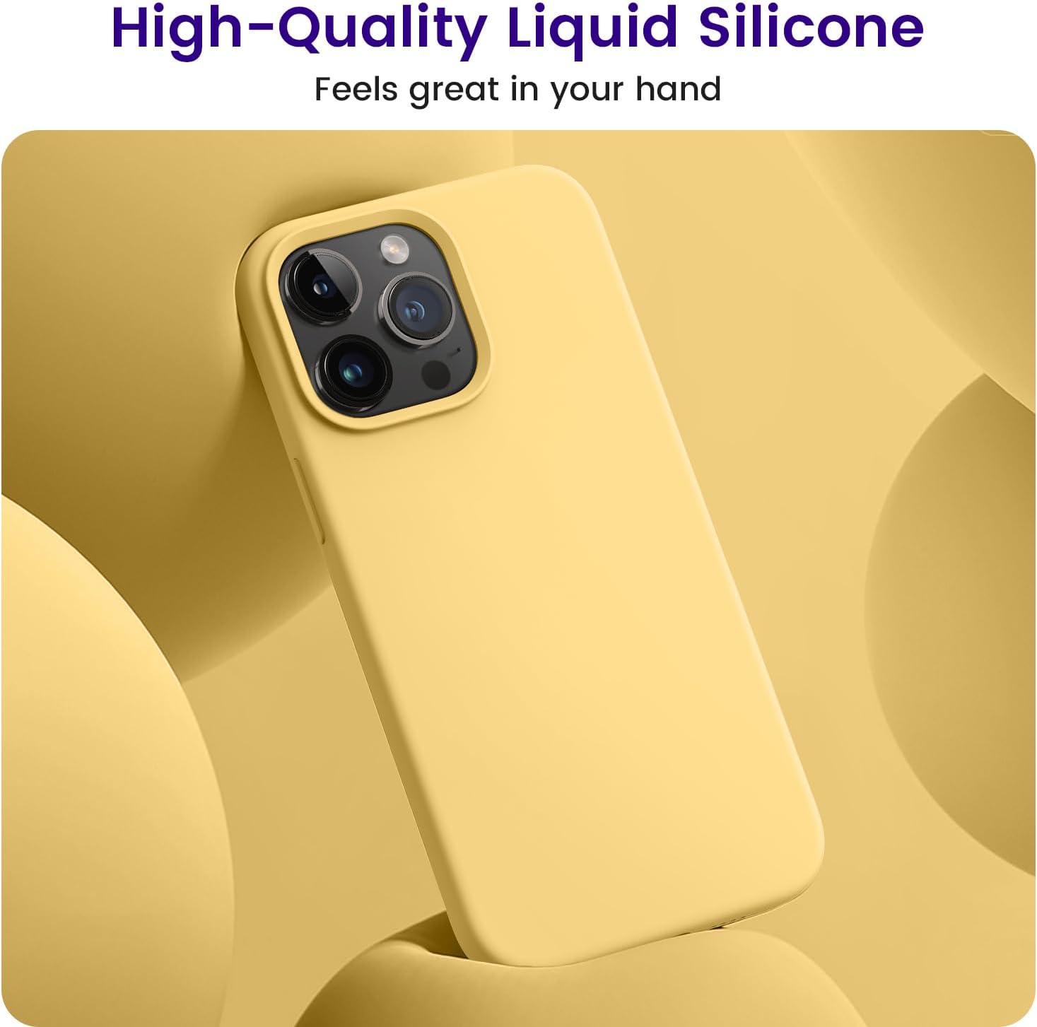 OTOFLY Diseñada para iPhone 14 Pro, funda delgada de silicona a prueba de golpes para iPhone 14 Pro de 6.1 pulgadas (amarillo)