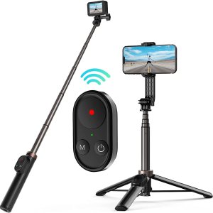 Trípode para selfie stick con control remoto para GoPro Max Mini Hero 12 Hero 11 Hero 10 Hero 9 Hero 8 Negro, trípode monopie de aluminio Bluetooth Trípode para selfie stick con control remoto para GoPro Max Mini Hero 12 Hero 11 Hero 10 Hero 9 Hero 8 Negro, trípode monopie de aluminio Bluetooth