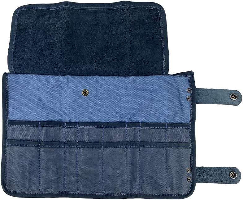 Hide & Drink, Bolsa enrollable de lona encerada (16 ranuras), funda de transporte portátil para barberos, bolsa organizadora de almacenamiento de