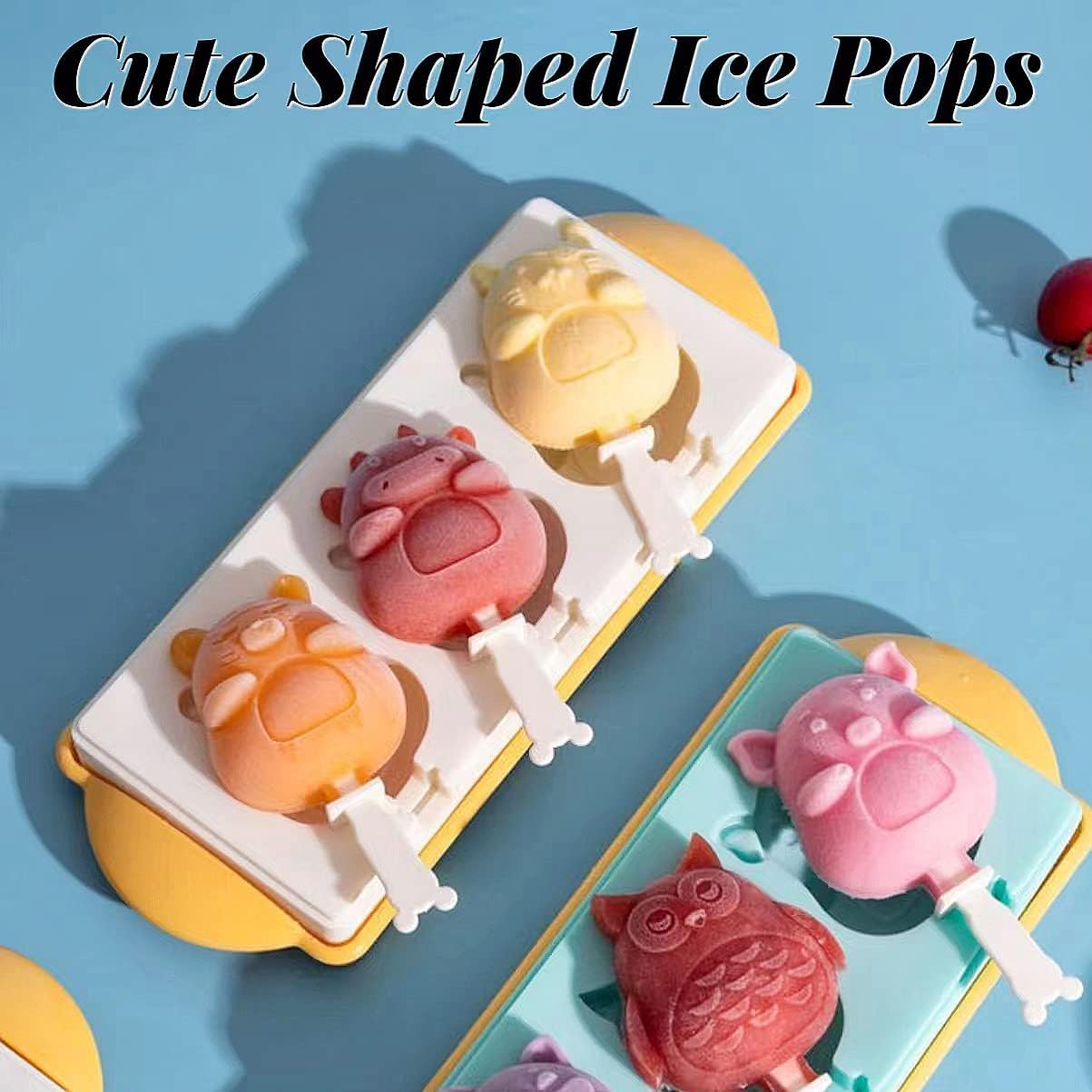 Juego de 3 moldes de silicona para paletas para niños, moldes de silicona para hacer helados, moldes para hacer helados, accesorios de cocina, fácil