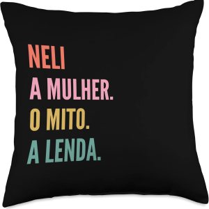 Designs De Nomes Engraçados Para Mulher Funny Portuguese First Name Design-Neli Throw Pillow, 18×18, Multicolor Designs De Nomes Engraçados Para Mulher Funny Portuguese First Name Design-Neli Throw Pillow, 18×18, Multicolor