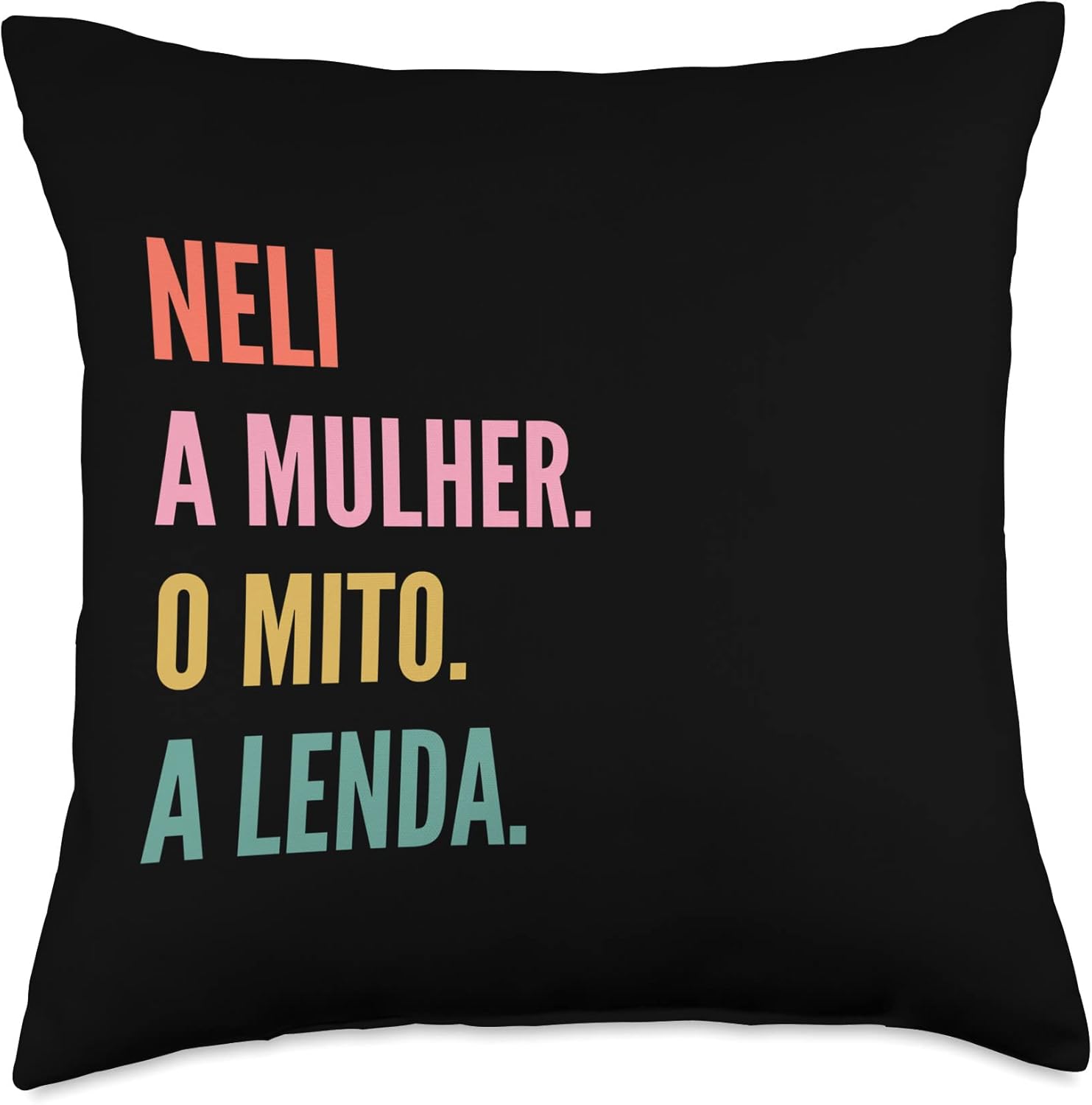 Designs De Nomes Engraçados Para Mulher Funny Portuguese First Name Design-Neli Throw Pillow, 18×18, Multicolor