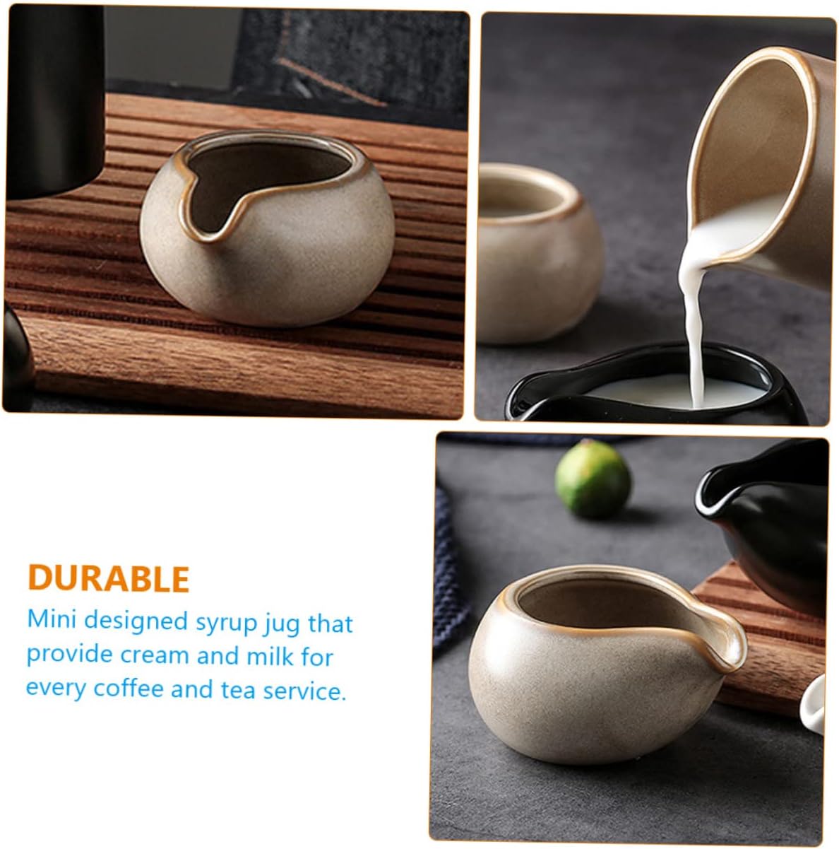 ABOOFAN Jarra de leche de cerámica, jarra para el hogar, tazas de café expreso, mini hervidor de agua, salsa, barco, crema, dispensador de leche,