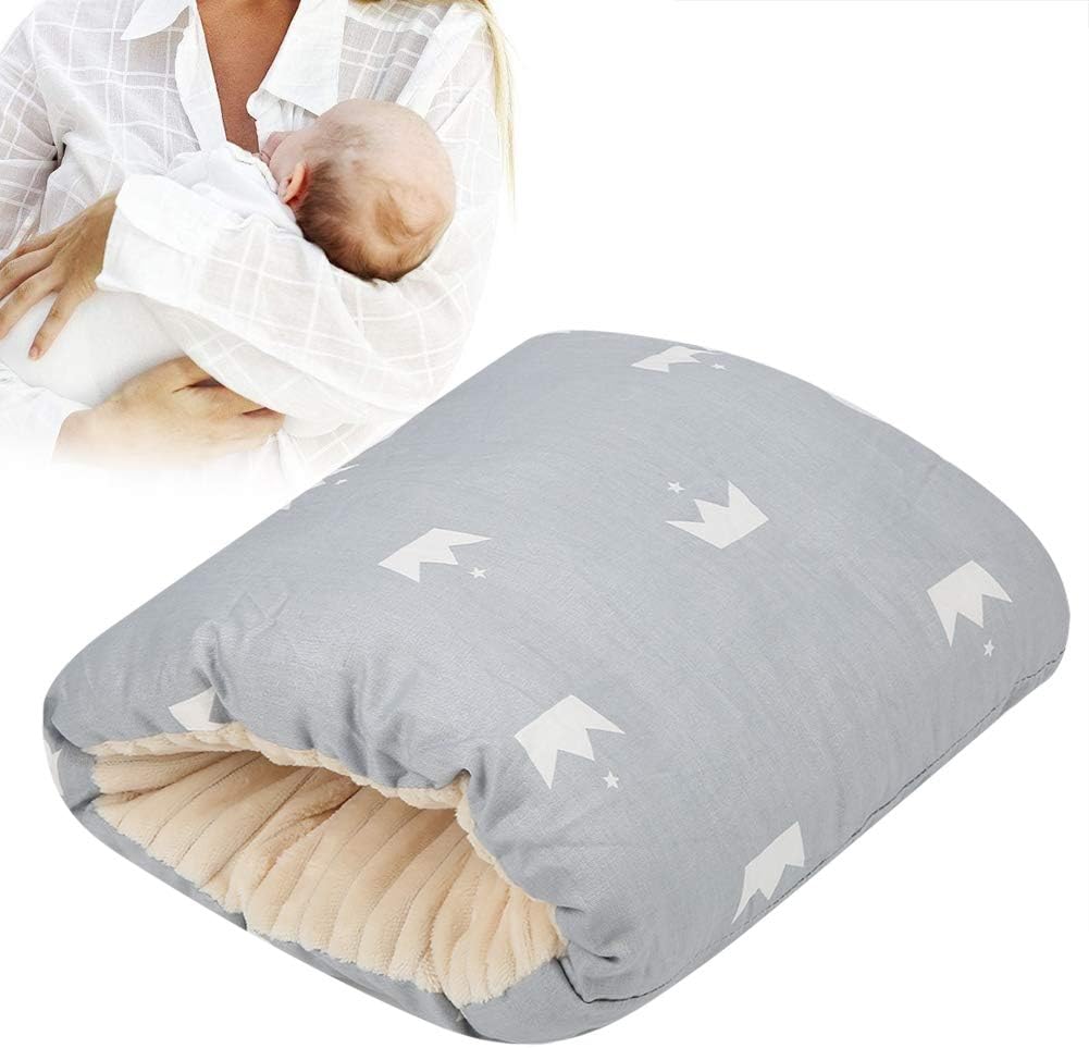 TEUOPIOE 1 almohada de lactancia para bebé, almohada de algodón suave para recién nacido (corona gris)