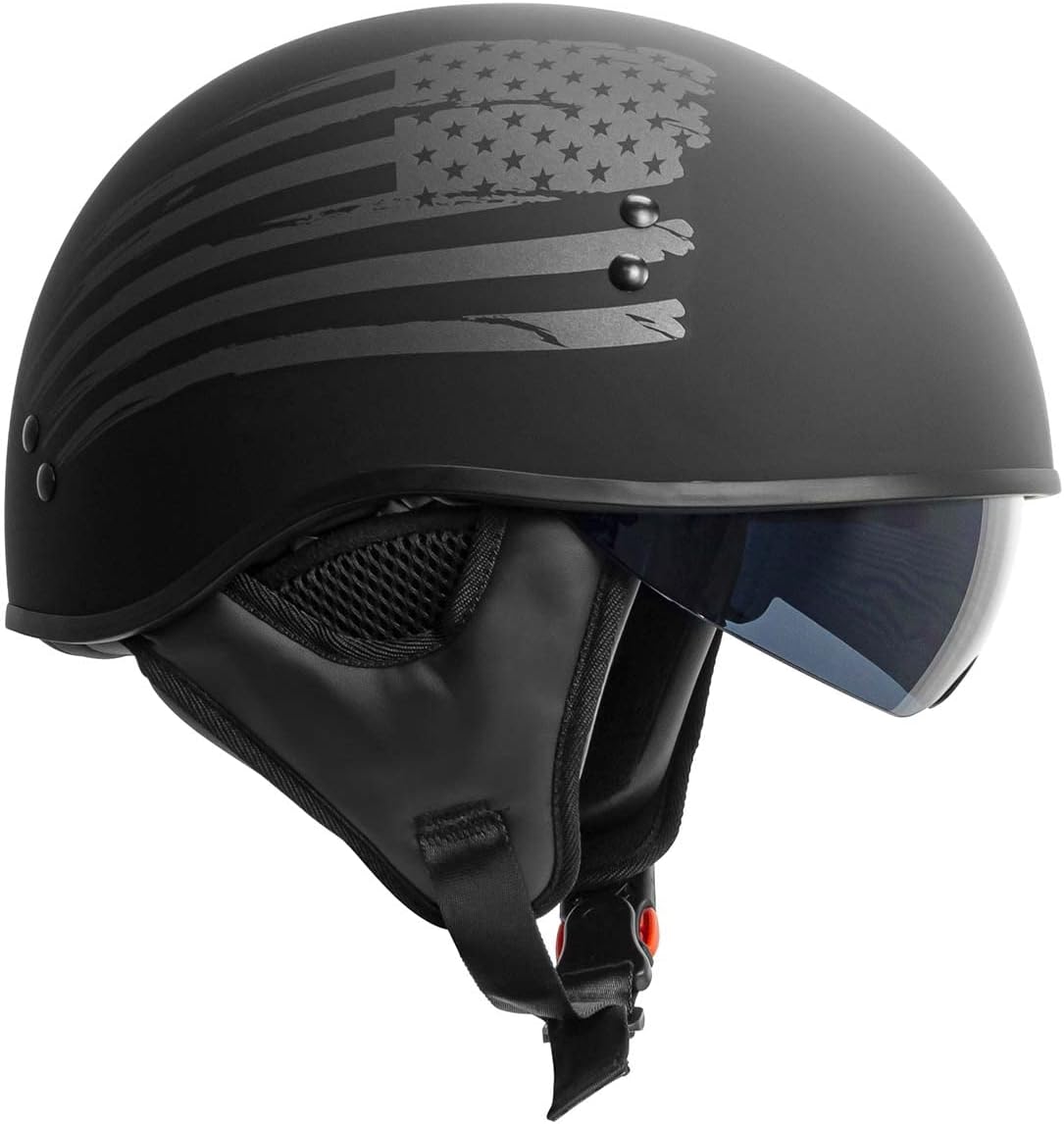 TORC T59 Motorcycle Half Helmet with Magnetic Buckle DOT Approved