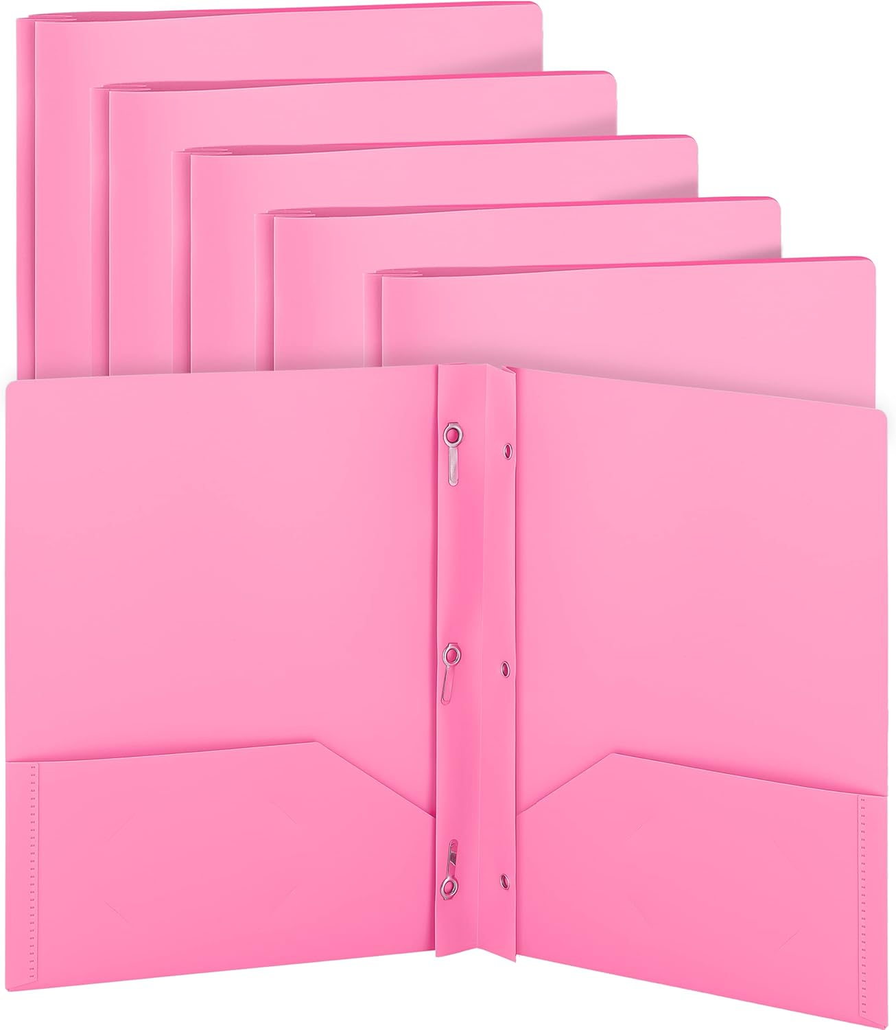 Carpetas de plástico con bolsillos y puntas, color rosa, carpeta de dos bolsillos con clavos, carpetas de 3 puntas con bolsillos para hojas de
