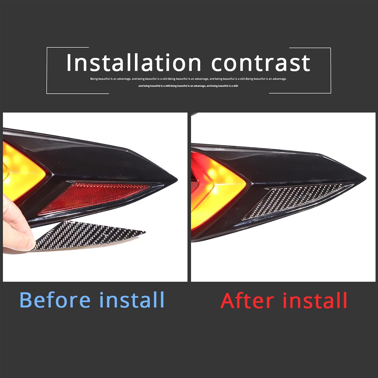Adhesivo triangular de fibra de carbono real para luz trasera trasera compatible con Chevrolet Corvette C8 2020-2023, accesorios de moldura de