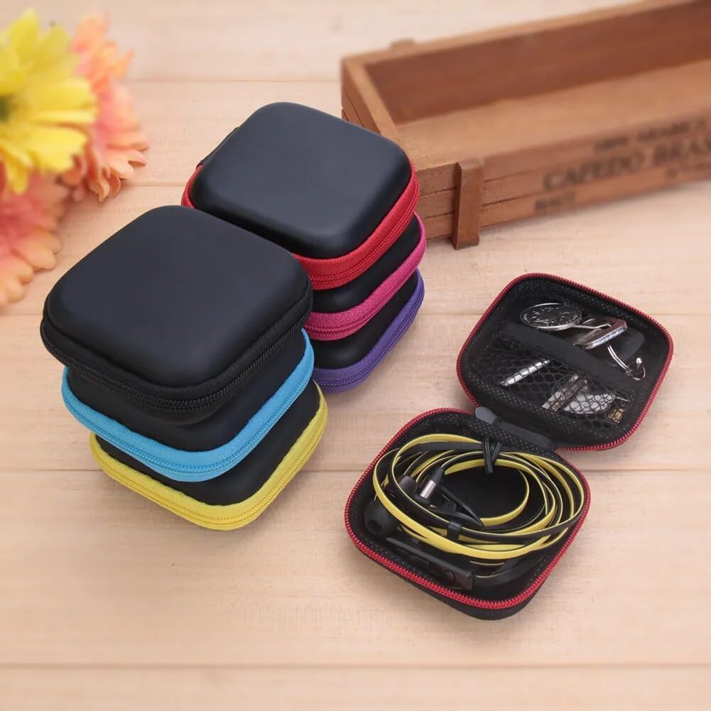 Paquete de 3 bolsas de transporte para auriculares, estuche de almacenamiento duro para auriculares inalámbricos con cable en auriculares para
