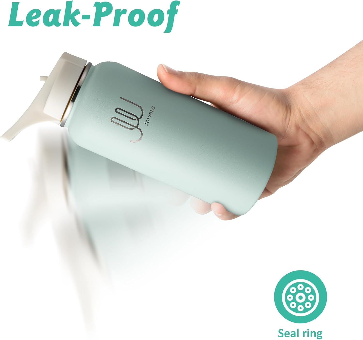 Botella de agua de acero inoxidable de 32 onzas, botella de agua aislada al vacío con popote, botella de agua deportiva a prueba de fugas con 3