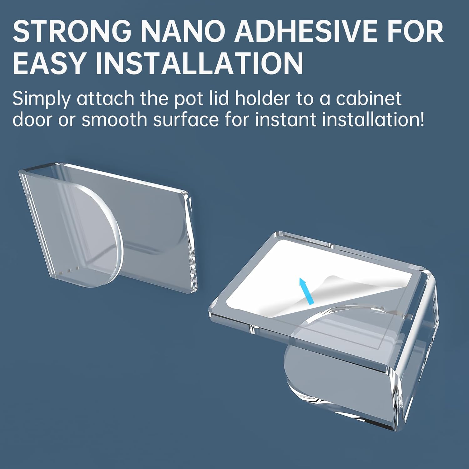 NiHome 6 organizadores de tapas acrílicas para ollas de pared con adhesivo avanzado de nano-gel, soporte para tapa de olla con elegante diseño