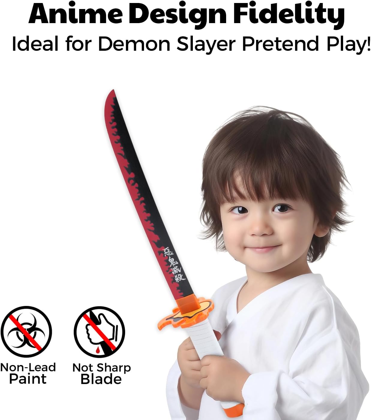 Zisu Espada Demon Slayer  Réplica corta de Katana de cosplay de 23.6 pulgadas para niños, completa con cinturón, soporte y diseño fiel a mostrar,
