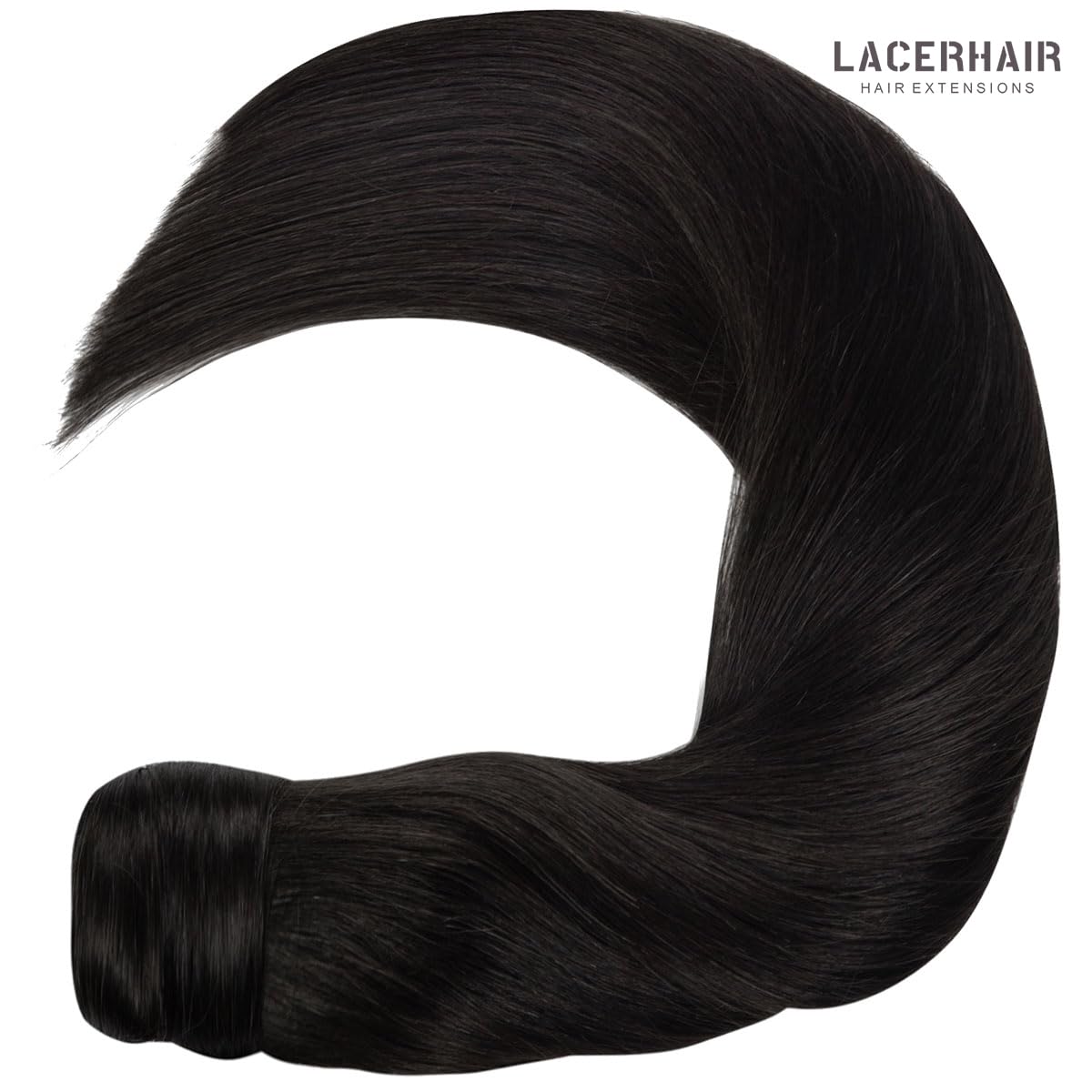Lacer Extensiones de cabello humano real, color negro natural, 22 pulgadas, extensiones de cabello humano Remy, 22 pulgadas, extensiones de cabello
