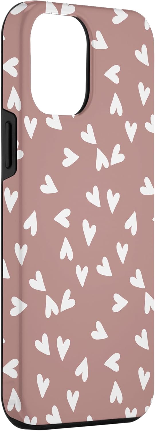 iPhone 13 Pro Max Patrón de corazón bohemio simple y elegante – Funda rosa polvorienta