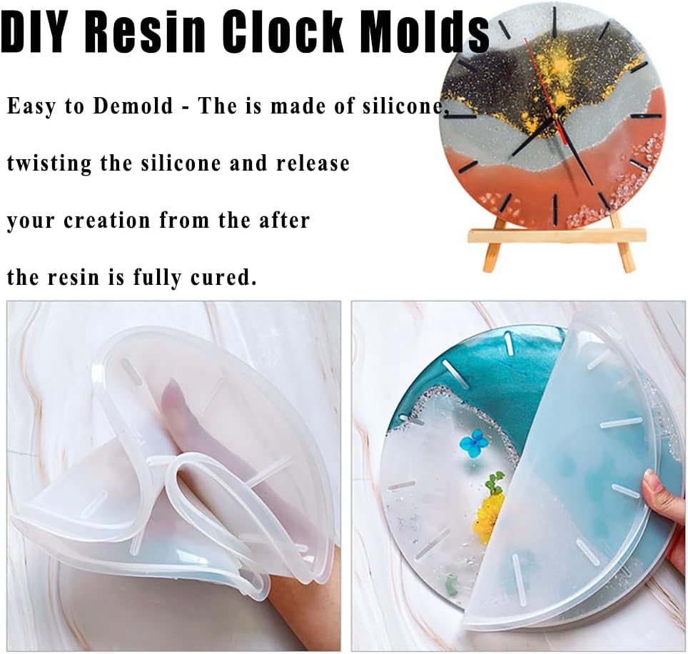 Moldes de reloj de resina, moldes de silicona con mecanismo de números romanos de 1014 pulgadas, moldes de resina para reloj, manualidades,
