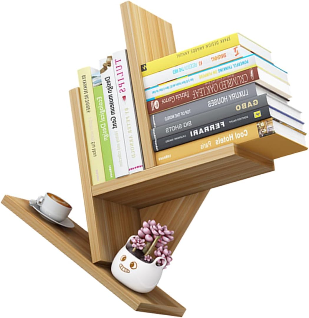 Estantería de madera de 3 capas para escritorio, estantería de árbol, estante de almacenamiento de moda pequeño