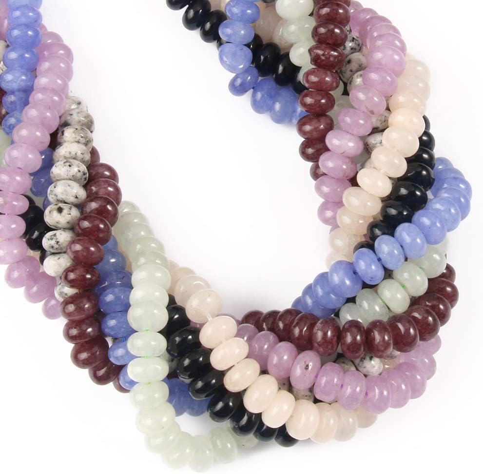 Youllyuu Cuentas de chakra de Angelite Jades de 0.197 x 0.315 in, cuentas de piedra espaciadora sueltas naturales para hacer joyas, pulseras