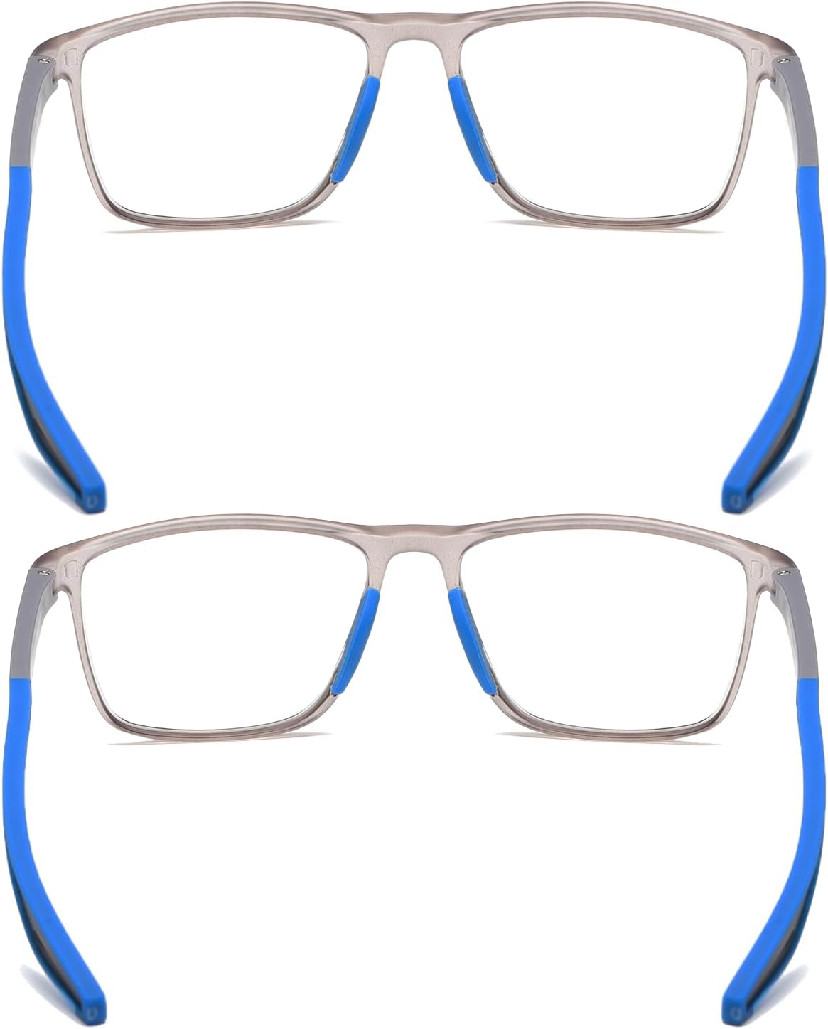 Gafas de lectura para hombre, 2 pares, estilo deportivo, cómodas y flexibles, con bloqueo de luz azul, lectores para hombres