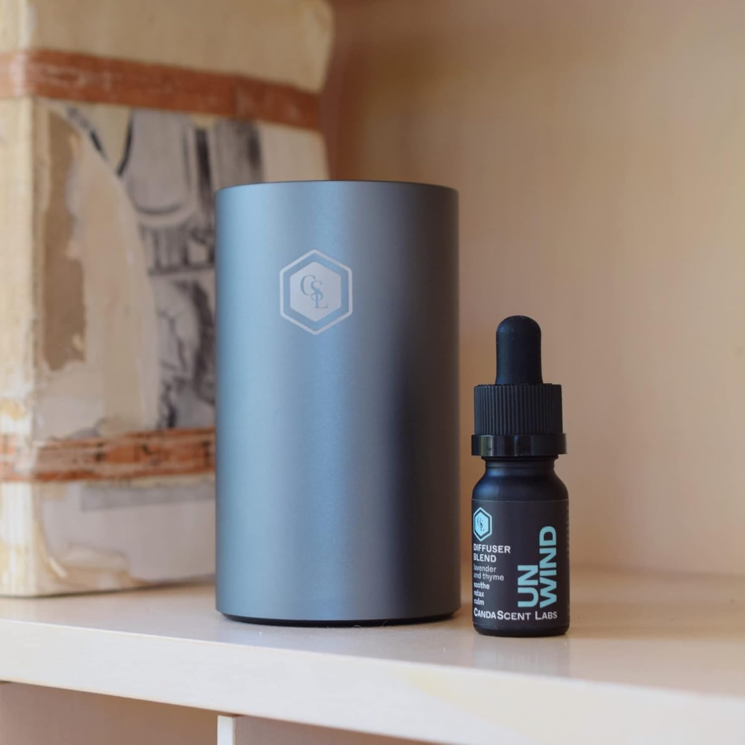 Nuevo valor especial difusor sin agua de CandaScent Labs + aceites esenciales para relajar portátil y recargable por USB, 3 intensidades y 4 ajustes