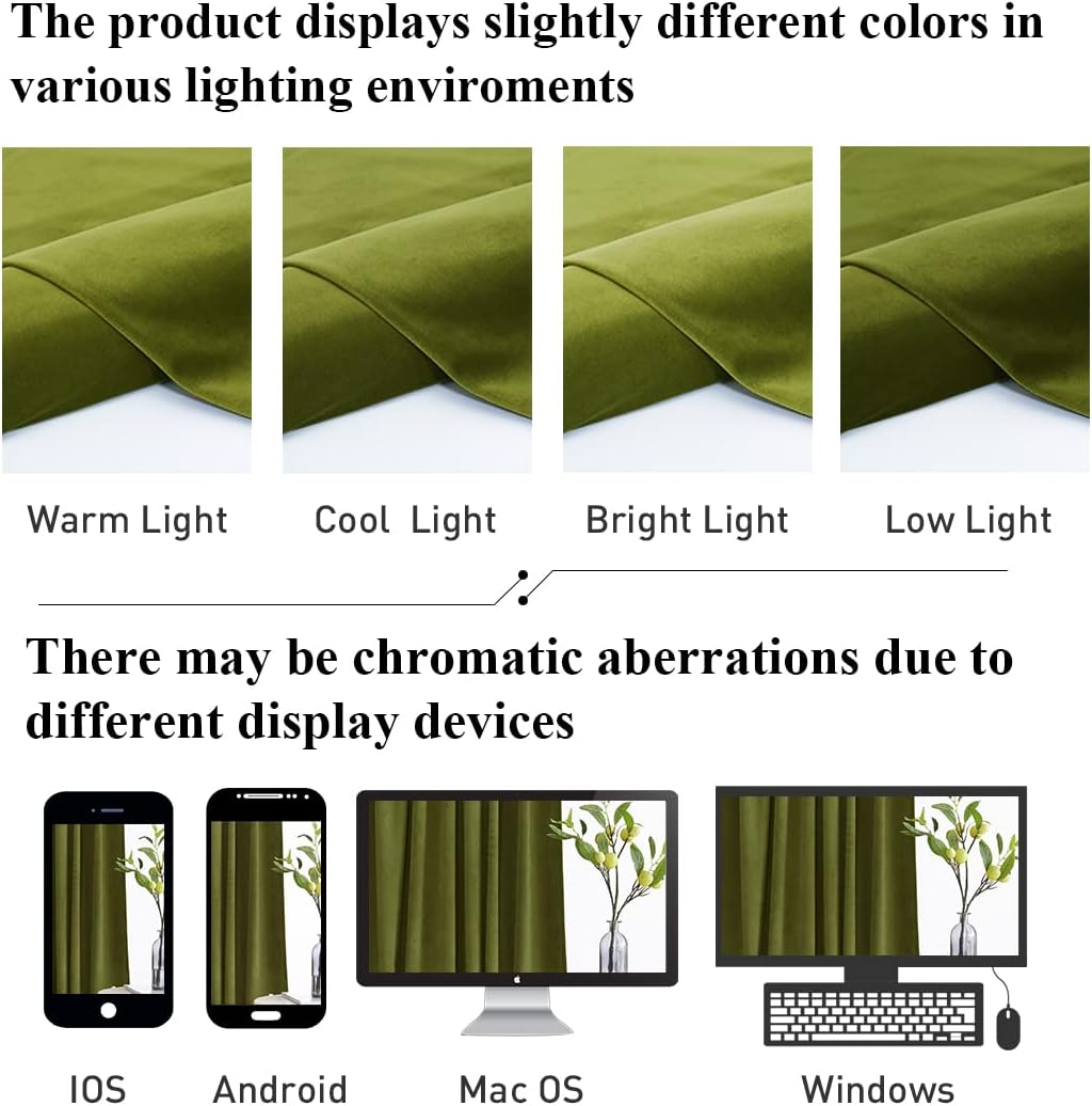 StangH Cortinas color verde oliva, terciopelo de lujo para oscurecer la habitación, cubierta de puerta corrediza, decoración del hogar para estar,