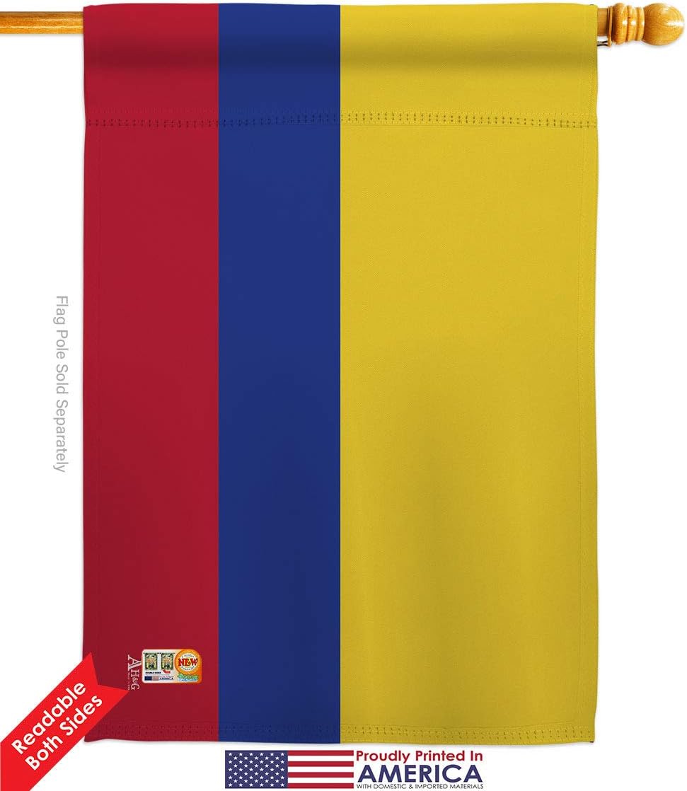 Americana Home & Garden HG140055 Banderas de Colombia de la Nacionalidad Mundial Impresiones Decorativas Casa Vertical 28″ X 40″ 13″ 18.5″ Doble