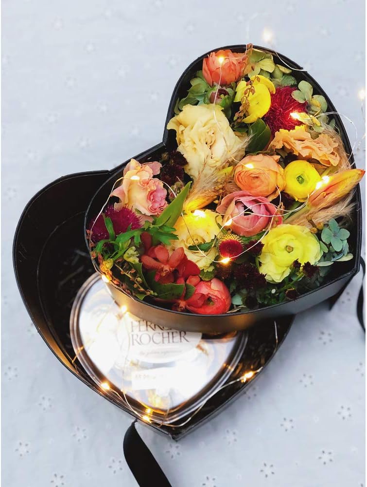 BBJWRAPS – Caja para flores en forma de corazón con tapa para arreglos de lujo, florerías, entregas de regalos, material de cartón piedra de