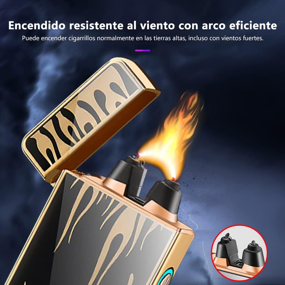 SKRFIRE Encendedor eléctrico recargable, encendedor de arco de plasma, para exteriores, resistente al viento, sin llama, encendedor fresco para
