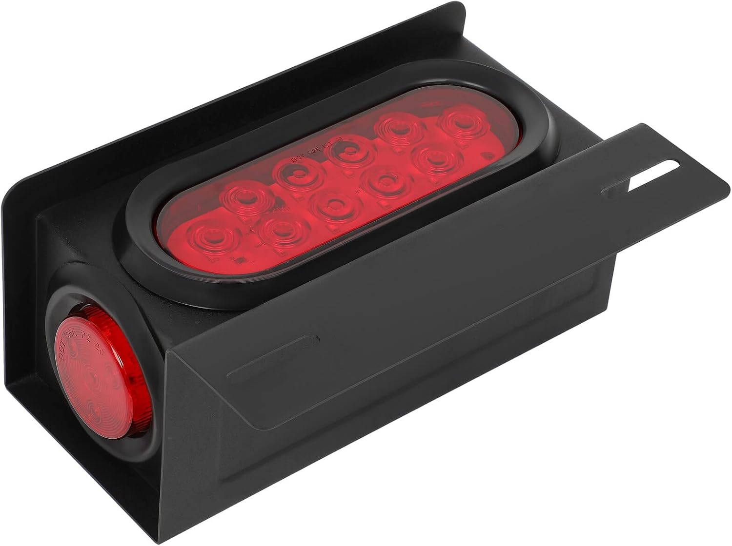 Juego de 2 cajas de luces traseras para remolque, 6 pulgadas, ovaladas, color rojo, luces LED para remolque, luz de freno y giro, luces de marcador