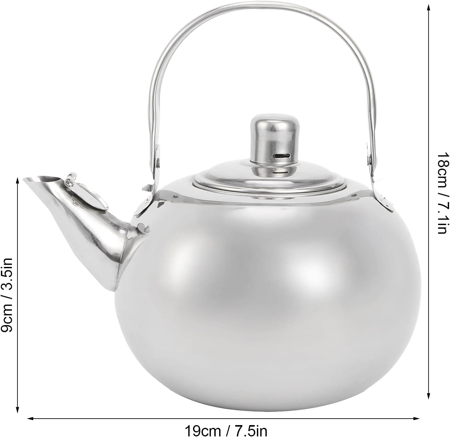 Tetera de acero inoxidable 304, tetera de té, hervidor de agua de fondo plano cocina de inducción tetera con filtro para hacer té (14CM)
