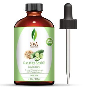 SVA ORGANICS Aceite portador de semillas de pepino con agradable aroma a pepino, fragancia natural, 4.0 fl oz (4 onzas líquidas), natural para piel SVA ORGANICS Aceite portador de semillas de pepino con agradable aroma a pepino, fragancia natural, 4.0 fl oz (4 onzas líquidas), natural para piel