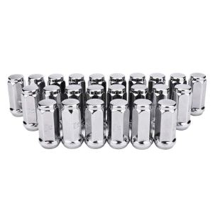 IRONTEK Tuercas de rueda de 14 x 1.5 con extremo cerrado, 24 piezas de tuercas cromadas plateadas para IRONTEK Tuercas de rueda de 14 x 1.5 con extremo cerrado, 24 piezas de tuercas cromadas plateadas para