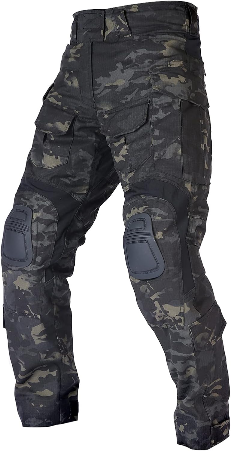 VOTAGOO Pantalones de combate con rodilleras, G3 Caza Camo Pantalones para Hombres Tactical Militar Paintball Pantalones Airsoft Gear