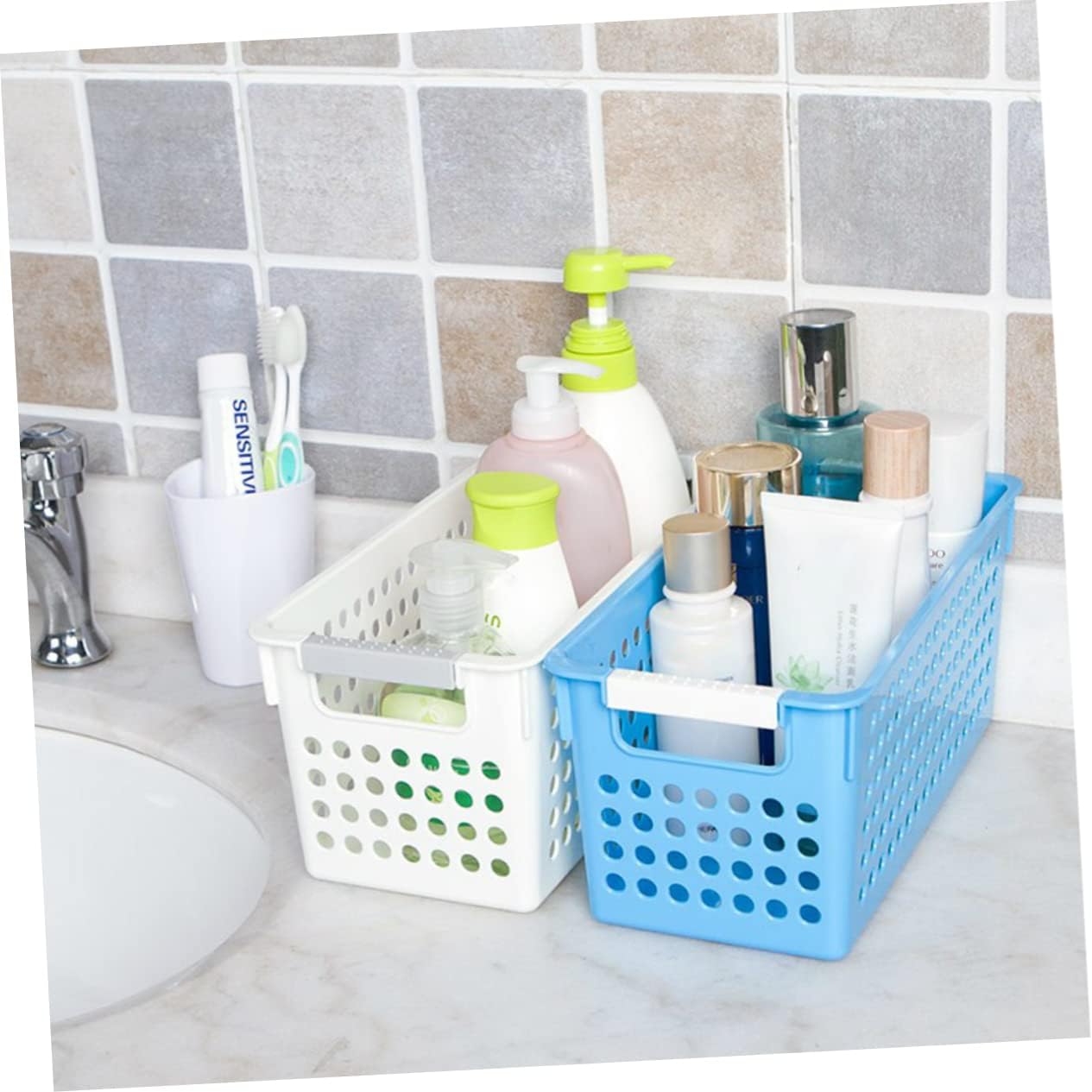 Zerodeko Cestas cuadradas para estantes, cestas de almacenamiento de plástico, cestas de almacenamiento para estantes, cesta de estante de plástico,