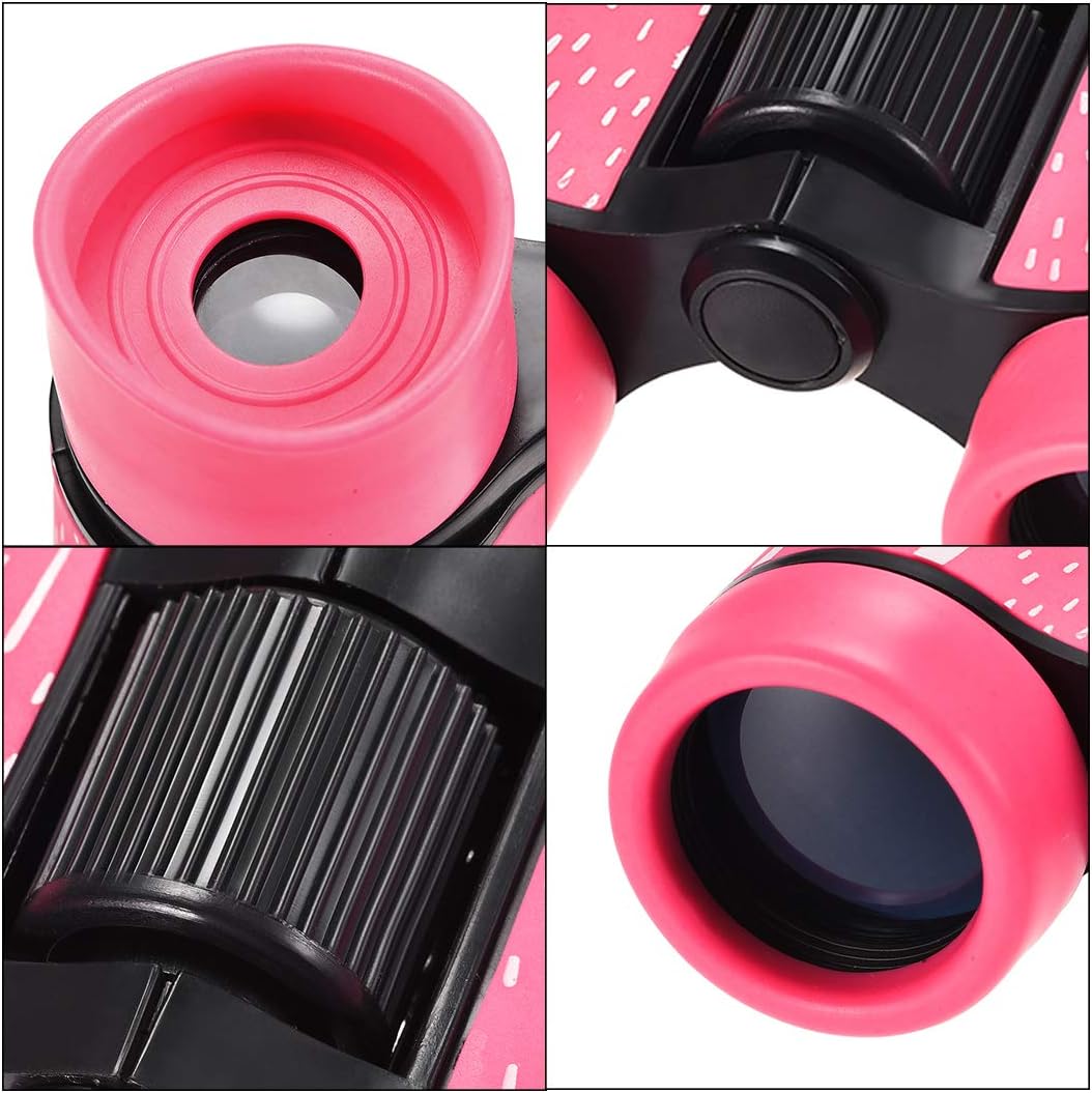 uxcell Prismáticos 4X30 Compactos Plegables Binoculares a prueba de golpes Rosa con Correa para el Cuello para Avistamiento de Aves Senderismo